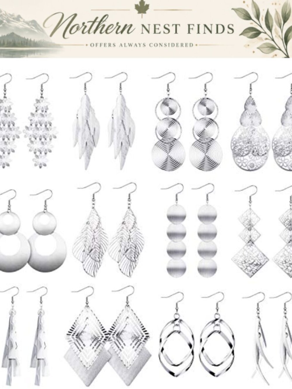 12 Pairs Bohemian Long Drop Dangle Earrings Alloy Fringed Statement Women